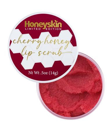 Lip Scrub and Lip Exfoliator - Lip Makeup Remover & Lip Mask Sugar Scrub for Soft and Luscious Lips - Gentle Lip Scrubs Exfoliator & Moisturizer for Lip Care (Cherry Honey, .5oz) Cherry Honey 0.5 Ounce (Pack of 1)