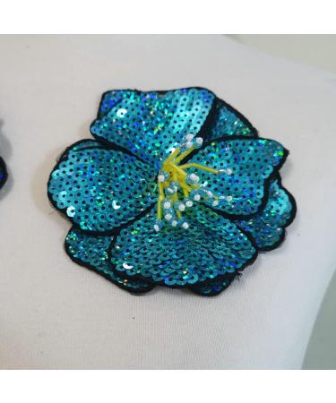 2pcs Sky Blue Sequins Flower Beaded Patches - DIY Sew On Embroidered Patch Applique - Buy Online on GoSupps.com