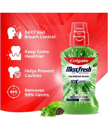 Colgate Plax Fresh Tea Mouthwash 250ml - Alcohol-Free Oral Rinse - Buy Online on GoSupps.com