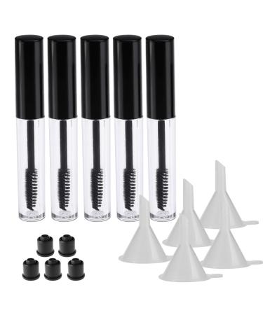 FRCOLOR Frcolor 5 x 10ml Reusable Mascara Tubes with Eyelashes Magic Wand and Transfer Pipettes for Castor Oil