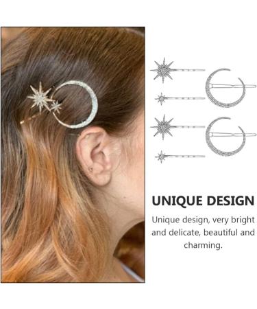 Uonlytech 2 Sets Hair Clip Set Moon Star Hair Pin Decorative Bobby Pin Moon and Star Bobby Star Barrettes Rhinestone Moon Barrettes Rhinestone Hair Accessories Hair Fork Metal Alloy Woman - Buy Online on GoSupps.com