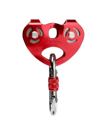 CAMNAL Zipline Trolley Kit with 25kN Carabiner Double Tandem Dual Pulley Speed Dual Trolley for Rock Climbing Caving Aloft Work Rescue,Red with Carabiner Double Tandem-Red Climbing pulley