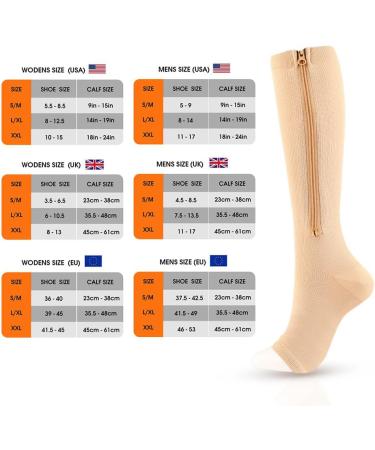 Buy Baronactive Toeless Zip Compression Socks for Women - S/M Beige | Enhance Circulation & Comfort - Buy Online on GoSupps.com