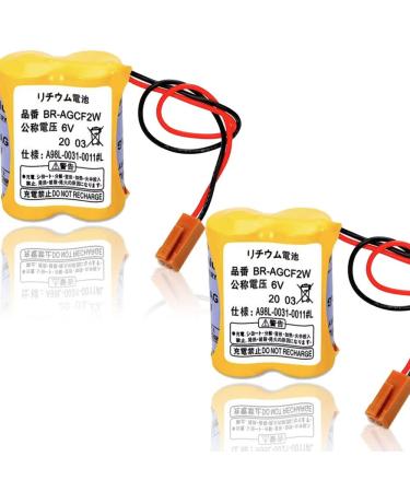 (2PCS) BR-AGCF2W Battery/A98L-0031-0011 Battery 2200mAH 6V Replacement for FANUC Controls with Plug