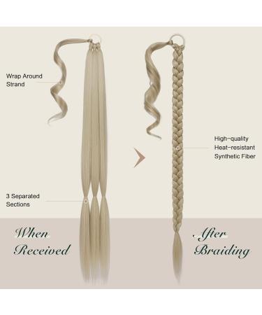 Feshfen 85 cm Ash Blonde Braid Extensions Ponytail - Perfect for Daily & Party Style Hair Braids - Buy Online on GoSupps.com