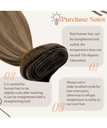 LAAVOO Real Hair Sew-In Extensions | 35cm Balayage Brown Ombre Weft | Remy 80g #8/16/8 - Buy Online on GoSupps.com