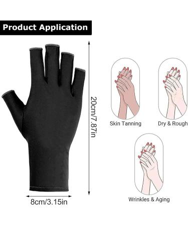 UV Gloves for Gel Nails - UPF50+ High-tech UV Protection Gloves for Manicures Anti UVA&UVB UV Nail Gloves for Nail Lamp Skin Care Fingerless Gloves Protect Hands from UV Harm (Black) - Buy Online on GoSupps.com