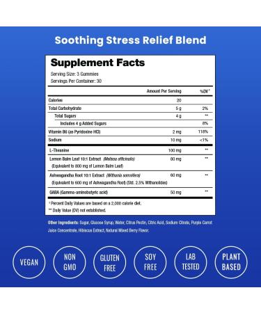 NutraChamps Calm Gummies, Stress Gummies Supplement with Ashwagandha, L-Theanine, GABA, Vitamin B6 & Lemon Balm, 90 Gummies (Pack of 2) 90 Count (Pack of 2) - Buy Online on GoSupps.com