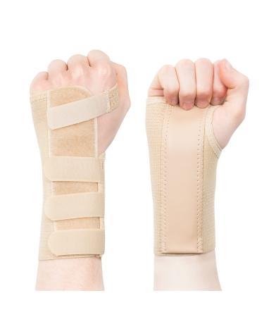 Actesso Tri-Weave Wrist Support Splint Brace - Relieves Pain from Carpal Tunnel Fractures Sprains and Joint Pain (Beige Large Left) L (Pack of 1) Beige Left Hand