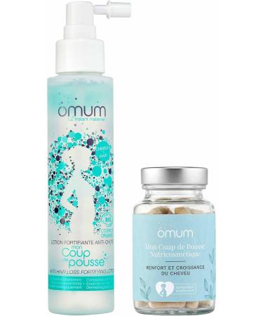 OMUM - In&Out Hair Duo Gift Box: 1 Organic Boost Lotion + 1 Anti-Hair Loss Food Supplement - Stimulates hair growth strengthens from 45 days - Natural France Vegan - Buy Online on GoSupps.com
