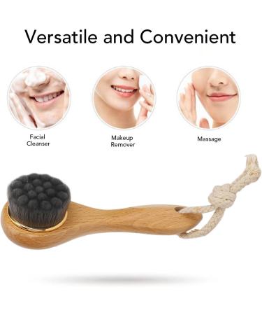 Manual Scrub Facial Brush Manual Face Cleansing Brush Blackhead Removal Wooden Long Handle Exfoliating Deep Cleansing for Travel - Buy Online on GoSupps.com