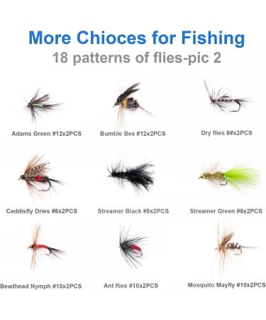 Ansnbo 36PCS Fly Fishing Flies Kit - Hand Tied Trout Bass Assortment with Box | Fly Fishing Gear Gift - Buy Online on GoSupps.com