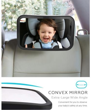 Shatterproof Baby Car Mirror for Backseat | Adjustable Rear View Mirror for Infants, Kids, and Pets - Black - Buy Online on GoSupps.com