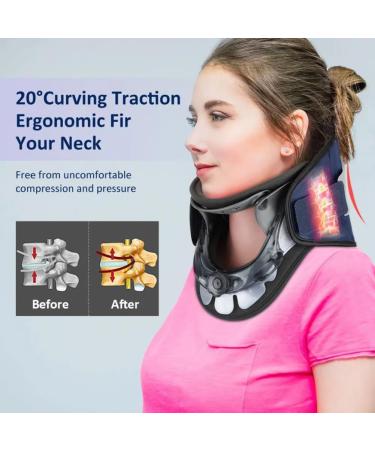 RKXKJ Inflatable Collar - Adjustable Neck Traction Device with 6-Speed Height 360 Protection & Airbag for Cervical Relief - Blue - Buy Online on GoSupps.com