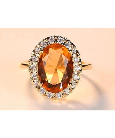 GUIDECUN Golden Tone Oval Champagne CZ Engagement Ring, Size 7 - Buy Online on GoSupps.com