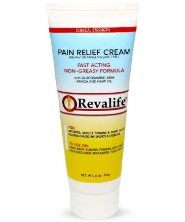 Revalife Glucosamine Cream Fast Pain Relief from Arthritis, Joint Pain, Inflammation, Osteoarthritis, Cramps, Muscle Ache, Back & Knee Pain - Glucosamine Required by Cartilage to Repair Damage | 4 Oz.