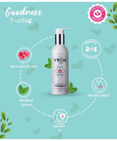 Vy o m Geranium Anti-Dandruff Shampoo - 2 in 1 Conditioning with Menthol | Organic & Plant-Based | 250ML - Buy Online on GoSupps.com