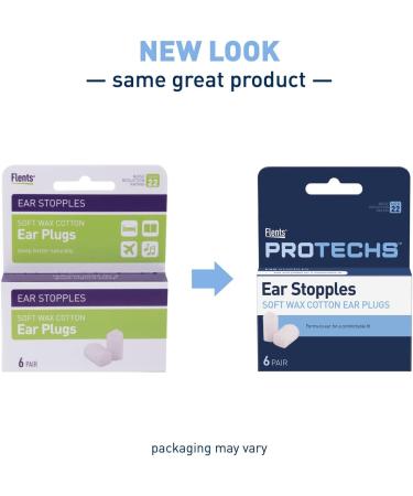 Flents Ear Stopples Soft Wax-Cotton Ear Plugs for Sleeping, Snoring, Traveling - 6 Pair (NRR 22) - Buy Online on GoSupps.com