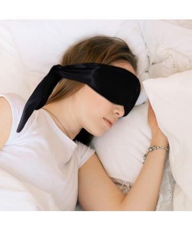 2Pcs Satin Eye Mask Set | Adjustable 62inch Soft Blindfold for Travel, Nap, Meditation - Black - Buy Online on GoSupps.com