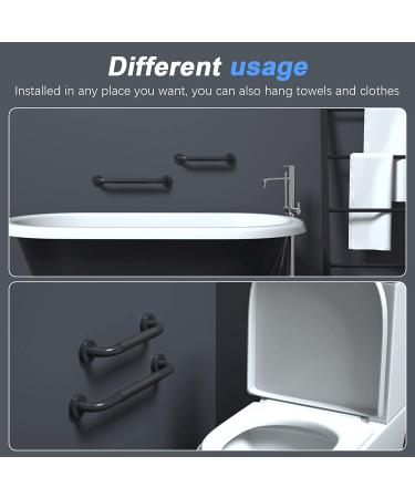 2 Pack 16 Inch Anti-Slip Matte Black Shower Grab Bars - Stainless Steel Bathroom Wall Mount Handrail for Safety Balance - Ideal for Elderly and Handicap Assistance - Buy Online on GoSupps.com