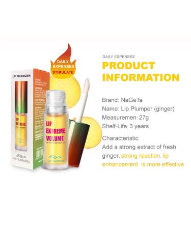 GL-TURELIFES Lip Plumper Gloss | Ginger Mint Balm for Extreme Volume & Hydration | Moisturizing Lip Enhancer for Smooth Full Lips - Buy Online on GoSupps.com