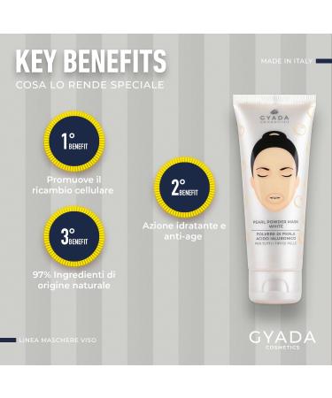  GYADA COSMETICS GYADA COSMETICS Pearl Powder Mask White Moisturizes and Repairs Face Mask with Anti-Aging and Healing Action Suitable for All Skin Types with Pearl Powder and Hyaluronic Acid 75 ml - Buy Online on GoSupps.com
