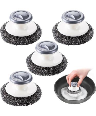 Jbnmvc 5Pcs Stainless Steel Scrubber with Handle Heavy Duty Dish Scrubber Cleaning Brush for Pots Pans Reusable - Buy Online on GoSupps.com