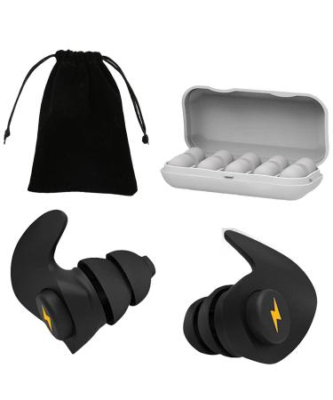 LIHLAWPO 3rd Generation Ear Plugs for Noise Reduction 1 Pair of Silicone Earplugs 5 Pairs of Soft Foam Ear Plugs Washable Reusable Earplugs. for Sleep Work Airplane Travel Shooting(Black)