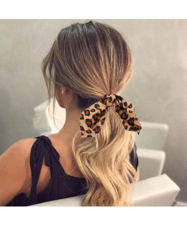 Bartosi Bow Hair Scrunchies - Rabbit Bunny Ear Hair Bands for Women - Pack of 4 Black Leopard - Fashion Hair Accessories - Buy Online on GoSupps.com