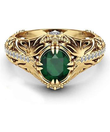 Goldenchen 14k Gold Filled Emerald Diamond Ring for Women - Anniversary Engagement Wedding Gemstone Ring (Size 8) - Buy Online on GoSupps.com