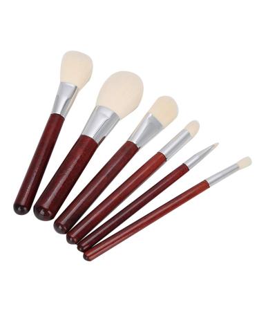Eyebrow Blusher Makeup Brush Set Soft Brush Hair Portable 6pcs Cosmetic Brush with Redwood Handle Apply Eye Shadow Highlight for Makeup Look