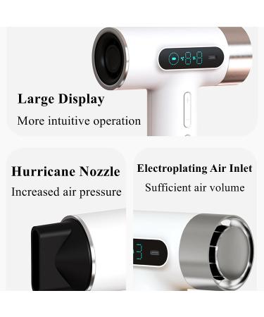 WTTTTW Portable Cordless Hair Dryer Negative Ion Hair Dryer with Digital Screen USB Charging Handle Travel Blow Dryer for Women Outdoor Camping White - Buy Online on GoSupps.com