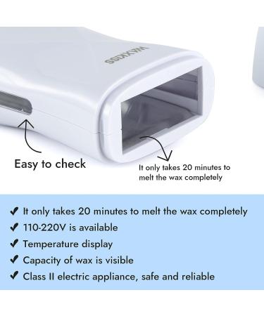 Waxkiss Roll On Wax Kit - Professional Hair Removal Waxing Kit with 2 Soft Cartridges, 12 Wax-removing Wipes, and 100 Wax Strips - Sensitive Skin Wax Heater Machine - White - Buy Online on GoSupps.com