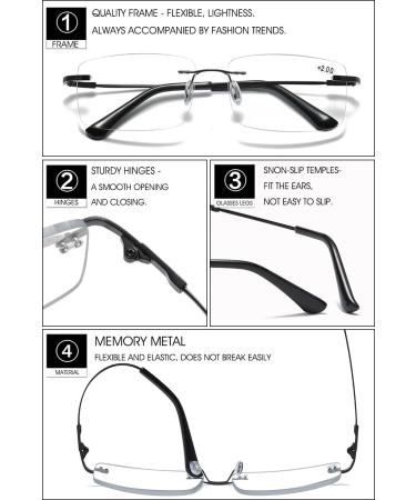 Vevesmundo Randlos Reading Glasses for Men & Women - Blue Light Filter Self-Tinting Multifocals Rectangular Design | +1.5 to +4.0 Strength Options - Buy Online on GoSupps.com