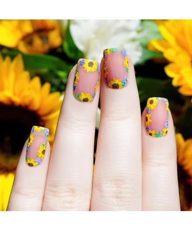 Sunflower Nail Stickers - 3D Self-Adhesive Art Decals for Women - Yellow Daisy & Butterfly Design - Acrylic Nail Supplies for Manicure Tips - Buy Online on GoSupps.com