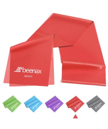 Beenax Resistance Bands - Exercise Bands to Build Muscle Flexibility Strength for Pilates Yoga Rehab Stretching Fitness Gym Physio Strength Training and Workout - Men & Women 4. Red