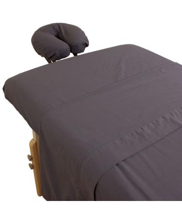 Massage Table Poly-Cotton Sheet Sets by Body Linen. - 3 Piece Set includes Flat & Flat Sheets and a Face Rest Cover. Super Soft and Durable for Professional Use (Gray) 1 Count (Pack of 1) Gray