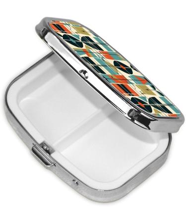 Modern Mid Century 2 Compartment Pill Case - Cute Travel Pill Organizer & Purse Pill Box for Pocket Gifts - Buy Online on GoSupps.com