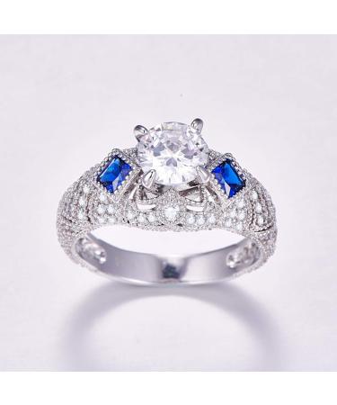 925 Sterling Silver High Polish Round Cut Simulated White Topaz Mystic Wedding Ring - Size 8 US - Perfect Mother s Day Gift - Buy Online on GoSupps.com