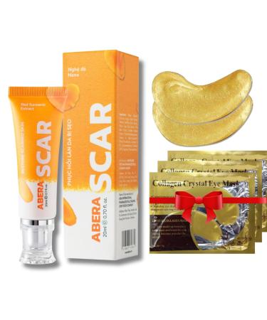 ABERA Scar Removal Cream for Women and Men - Rapid Repair of New Old Scars Spots Burns All Natural Treatment with Vitamin E Alanine Collagen (1 Box + 3 Eye Patch)
