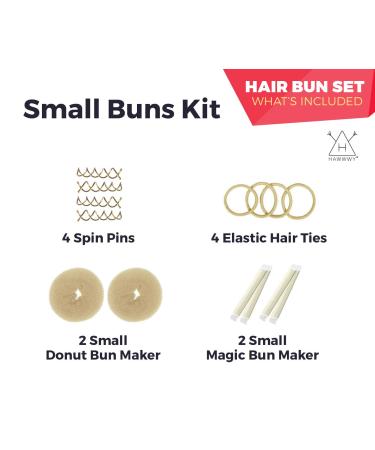 Hawwwy Hair Bun Maker Kit - Easy Fast Tool for Women, Girls, Kids - Gold Large Donuts, Snap & Roll, Spin Pins - Blonde - Buy Online on GoSupps.com