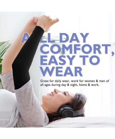 Lymphedema Compression Arm Sleeve 20-30 mmHg Full Arm Support - Medical Brace for Recovery & Pain Relief - Silicone Band - Men/Women - Medium Black - Buy Online on GoSupps.com