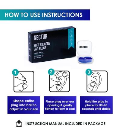 NECTUR 7 Pair Reusable Silicone Ear Plugs for Sleeping and Noise Cancelling - 22 DB NRR, Waterproof & Moldable - Ideal for Work, Concerts, Swimming, Mowing - Blue (0.6) - Buy Online on GoSupps.com