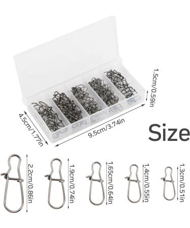 Cozlly Snaps Fishing Set - 100 Stainless Steel Duo Lock Snaps with Box | Carabiner Set for Perch Trout Pikeperch - 5 Sizes Silver | International Shipping Available - Buy Online on GoSupps.com