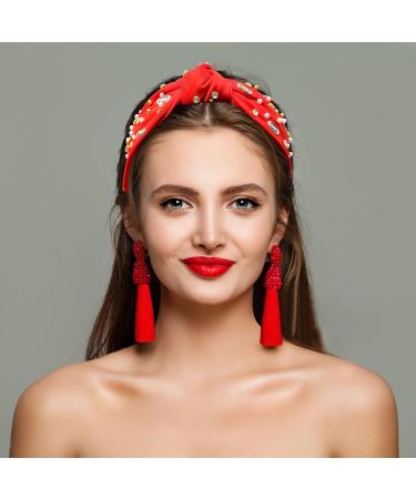 Stylish Women's Football Headband | Black Red Orange Blue | Jeweled Rhinestone Knotted Design | Perfect Gift for Mother's Day Christmas & Birthdays - Buy Online on GoSupps.com