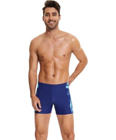 WHCREAT Men's Swim Trunks - Chlorine Resistant Sports Swimming Shorts Beach Shorts L - Blue - Buy Online on GoSupps.com