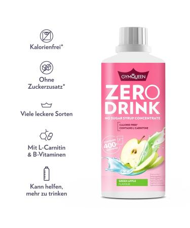 Buy Gymqueen Zero Drink Raspberry Limette 1000ml - Low-Calorie Sugar-Free Beverage Concentrate with B-Vitamins & Carnitine | Refreshing Raspberry-Lime Syrup - Buy Online on GoSupps.com