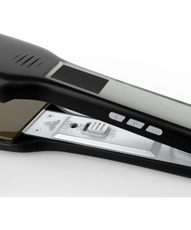 Titanium Flat Iron 1.75 Inch Wide Plate w/ LCD Display, Adjustable Temp & Dual Voltage - Black - Buy Online on GoSupps.com