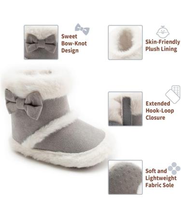 Sonsage Infant Baby Snow Boots | Soft Anti-Skid Sole Winter Booties | 6-12 Months | Grey - Buy Online on GoSupps.com