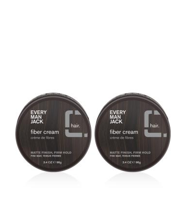 Every Man Jack Mens Hair Styling Fiber Cream - Add Extra Thickness and Texture with a Medium Hold  Matte Finish  and Low Shine - Non-Greasy  For All Hair Types  Fragrance Free - 3.4-ounce - 2 Tins